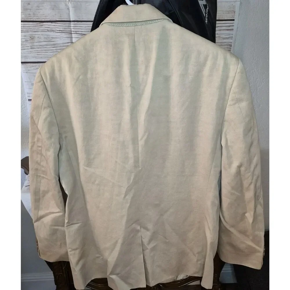 Banana Republic Modern Blazer Tan/Beige Mens 38S Linen & Cotton Blend 3 Buttons
